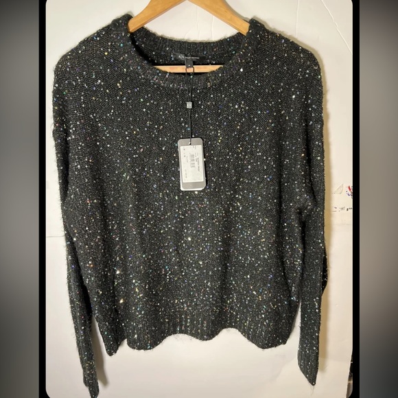 AX Armani Exchange Women's  Pullover Sweater Black  With Sequins Size M - Picture 2 of 4